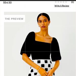 Ann Taylor square neck puff sleeve top